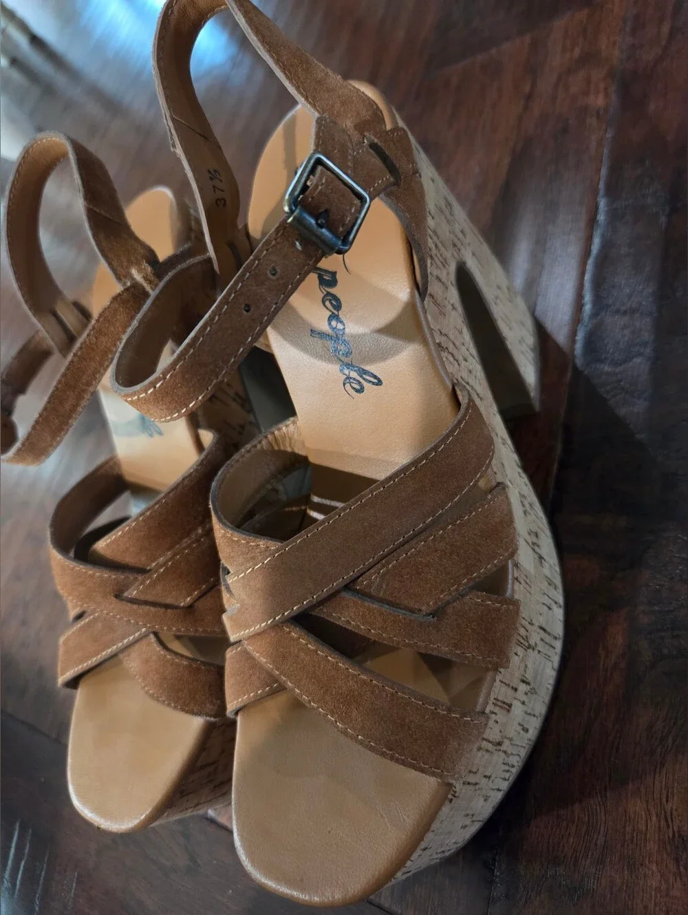 Free People Lisbon MJ Platform in Brandy Suede Size 7 37.5 EUC
